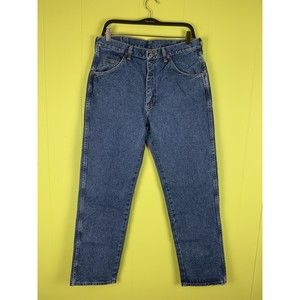 Wrangler Men's Jeans 34 X 32 Blue Denim Straight Leg Premium Quality